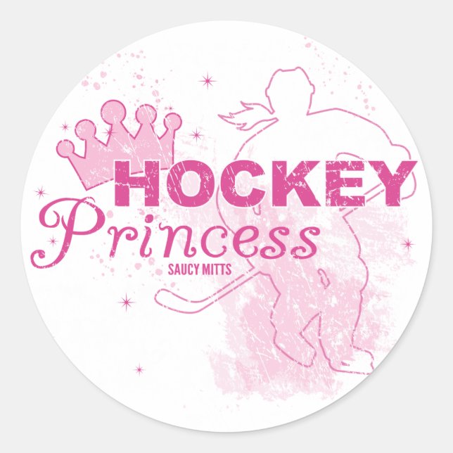Pegatina Redonda Princesa de hockey (Anverso)