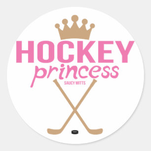 Pegatina Redonda Princesa de Hockey Rosa