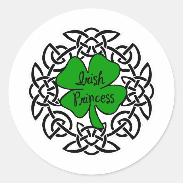 Pegatina Redonda Princesa de Irlanda celta (Anverso)