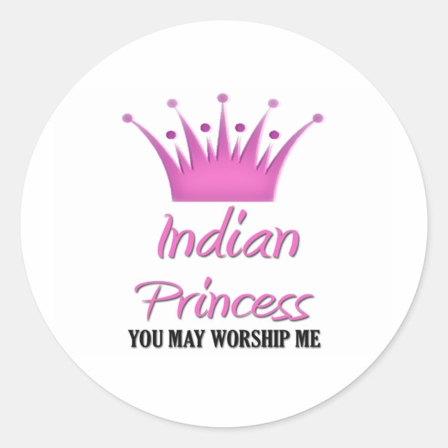 Pegatina Redonda Princesa de la India (Anverso)