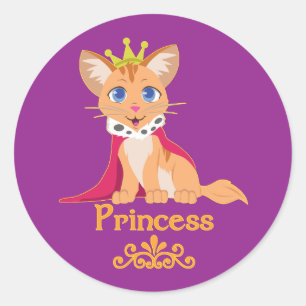 Pegatina Redonda Princesa Gatita