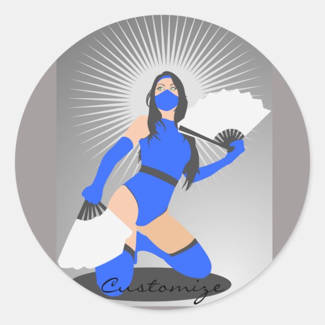 Pegatina Redonda Princesa guerrera enmascarada Thunder_Cove (Anverso)