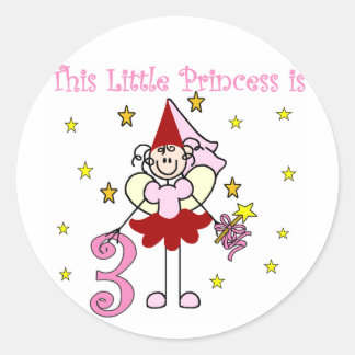 Pegatina Redonda Princesa Hada Tercer Camisetas de Cumpleaños y Reg