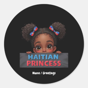 Pegatina Redonda Princesa haitiana por el Día de la Bandera America