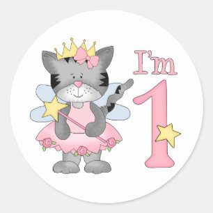 Pegatina Redonda Princesa Kitty Primer Cumpleaños