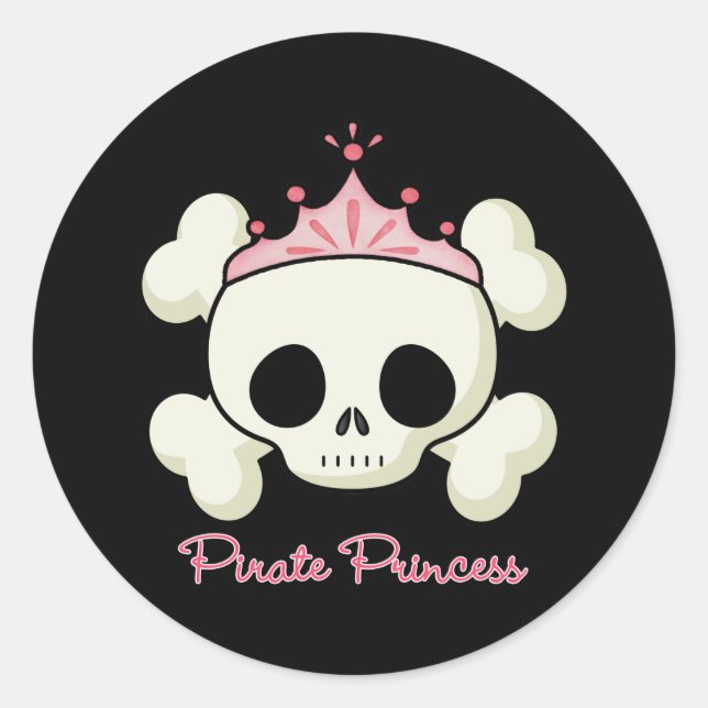 Pegatina Redonda Princesa pirata (Anverso)