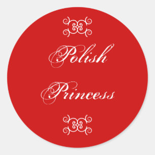 Pegatina Redonda Princesa Polaca cómica