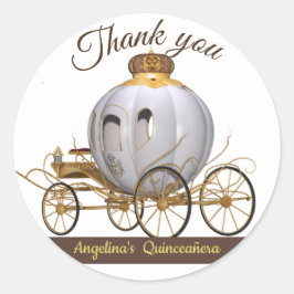 Pegatina Redonda Princesa Quinceanera Gracias