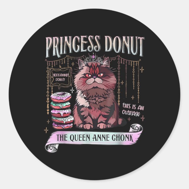 Pegatina Redonda Princesa Retro Donut Dungeon Crawler Carl Book Lov (Anverso)