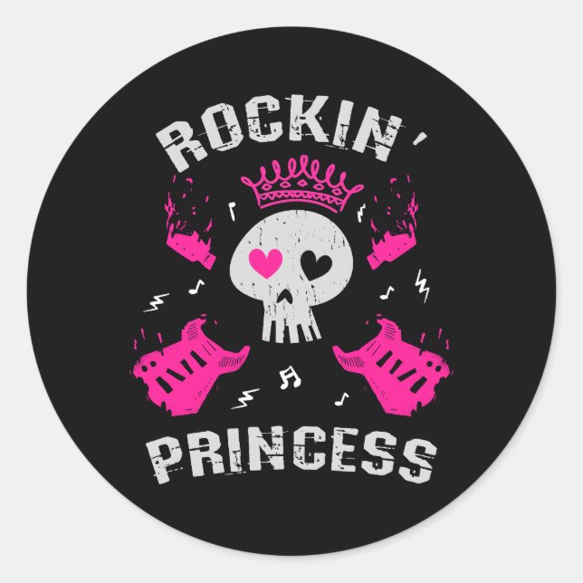 Pegatina Redonda Princesa Rockin (Anverso)