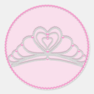 Pegatina Redonda Princesa rosada Birthday Cupcake Toppers Stickers