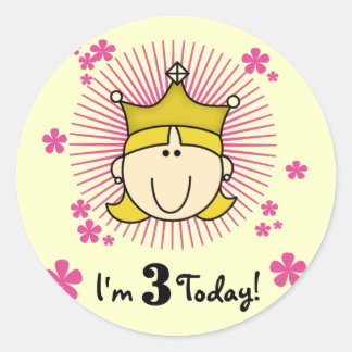 Pegatina Redonda Princesa Rubia 3 camisetas de cumpleaños y regalos