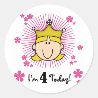 Pegatina Redonda Princesa Rubia 4 camisetas de cumpleaños y regalos