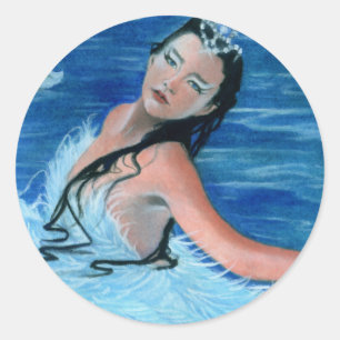 Pegatina Redonda Princesa Sticker del lago swan