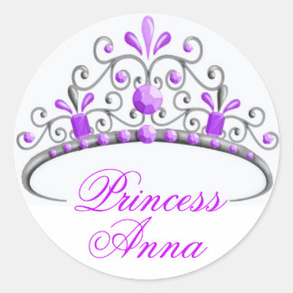Pegatina Redonda Princesa Tiara Birthday Stickers