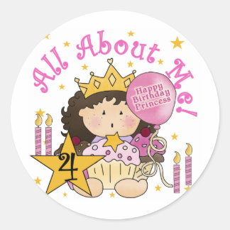 Pegatina Redonda Princesa todo sobre mí camisetas de cumpleaños