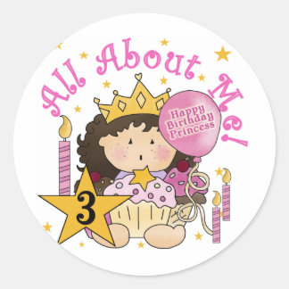 Pegatina Redonda Princesa todo sobre mí camisetas de cumpleaños 3
