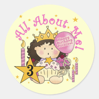 Pegatina Redonda Princesa todo sobre mí camisetas de cumpleaños 3