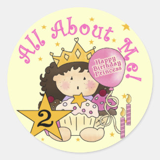 Pegatina Redonda Princesa todo sobre mí segundo cumpleaños