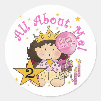 Pegatina Redonda Princesa todo sobre mí segundo cumpleaños