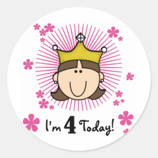 Pegatina Redonda Princesas 4.ª camiseta y regalo de cumpleaños