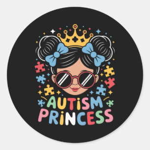 Pegatina Redonda Princesas de autismo Chicas afroafricanos rechazan