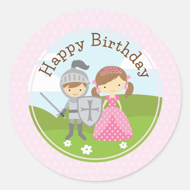 Pegatina Redonda Princess and Knight 2inch round circle sticker (Anverso)