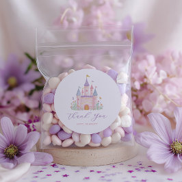 Pegatina Redonda Princess Birthday Enchanted Castle Girls Favor
