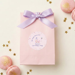 Pegatina Redonda Princess Crown 3rd Birthday Royal Threeness