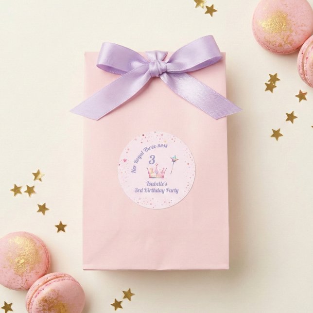 Pegatina Redonda Princess Crown 3rd Birthday Royal Threeness (Subido por el creador)