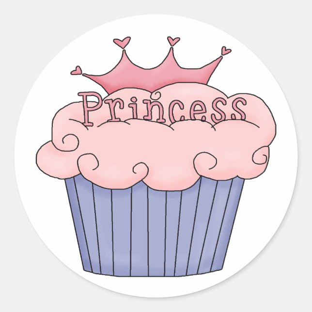 Pegatina Redonda Princess Cupcake (Anverso)