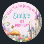 Pegatina Redonda Princess Fairy Daughter Birthday Fairycore<br><div class="desc">Whimsical Fairy Princess Birthday Party,  tema del evento.</div>