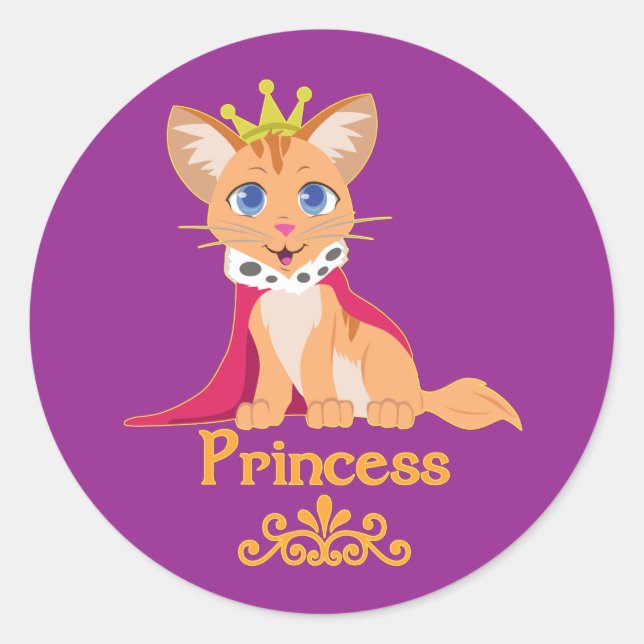 Pegatina Redonda Princess Kitten (Anverso)
