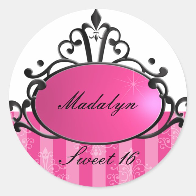 Pegatina Redonda Princess Name Filigree (Anverso)