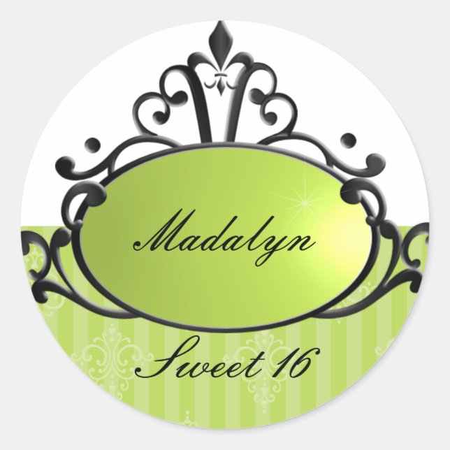 Pegatina Redonda Princess Name Filigree (Anverso)