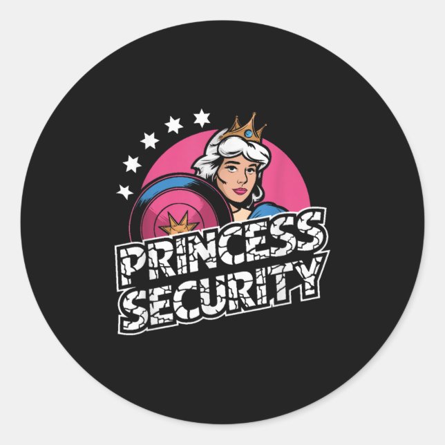 Pegatina Redonda Princess Security Birthday Dad &amp; Mom Boys Brot (Anverso)