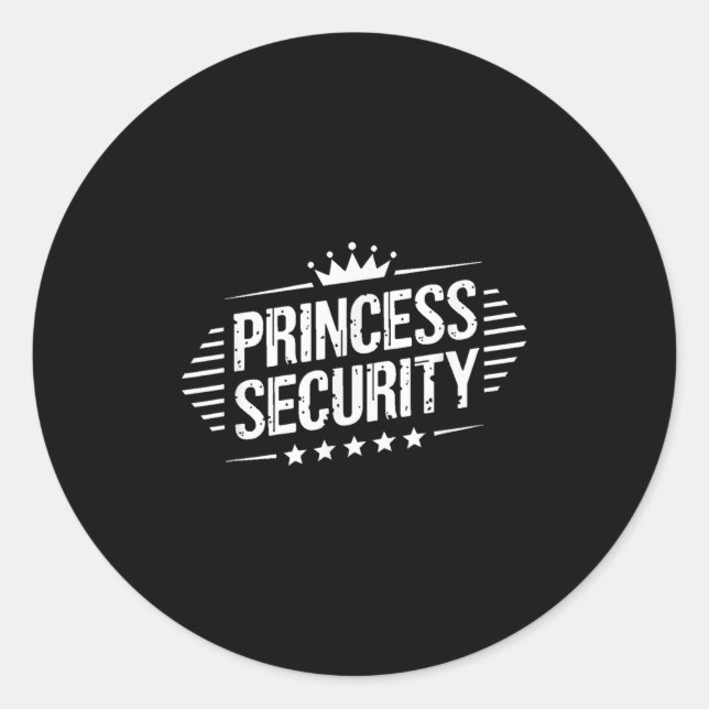 Pegatina Redonda Princess Security Boys Brother Retro Birthday Dad (Anverso)