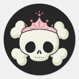 Pegatina Redonda Princess Skull