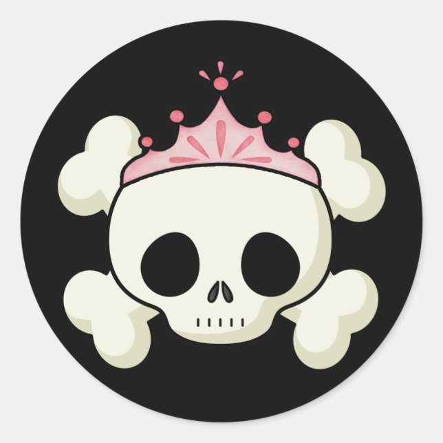 Pegatina Redonda Princess Skull (Anverso)