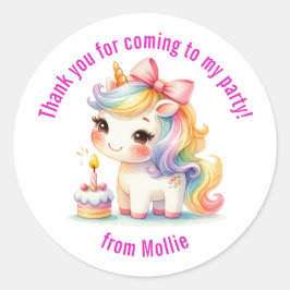 Pegatina Redonda Princess Unicorn Gracias