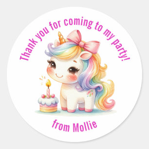 Pegatina Redonda Princess Unicorn Gracias