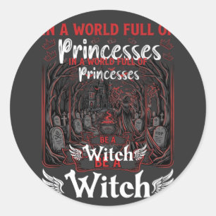 Pegatina Redonda Princessas Ser Bruja Halloween Castillo Caldera Tu