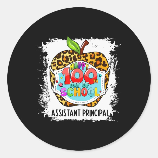 Pegatina Redonda Principal Life Happy 100 Day Of School Face Mask (Anverso)