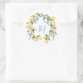 Pegatina Redonda Principal Squeeze Citrus Monograma de Limón Ducha