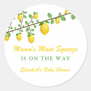 Pegatina Redonda Principal Squeeze Lemon Género Neutral Baby Shower