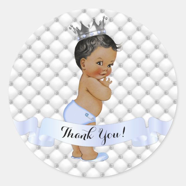 Pegatina Redonda Príncipe afroamericano de diamantes joyas coronan  (Anverso)