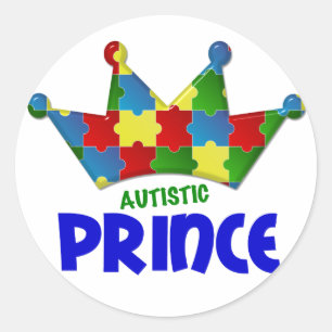 Pegatina Redonda Príncipe autístico 1 AUTISMO