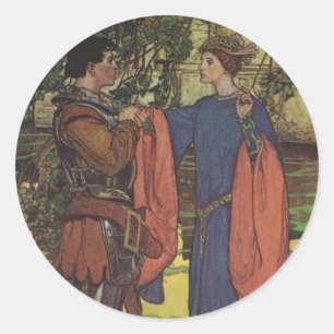 Pegatina Redonda Príncipe Caballero Héroe Vintage Armadura Brillant