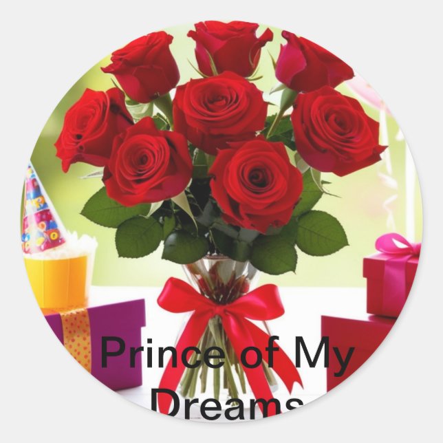 Pegatina Redonda príncipe de mis sueños (Anverso)