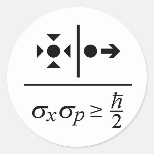 Pegatina Redonda Principio de incertidumbre de Heisenberg (Anverso)